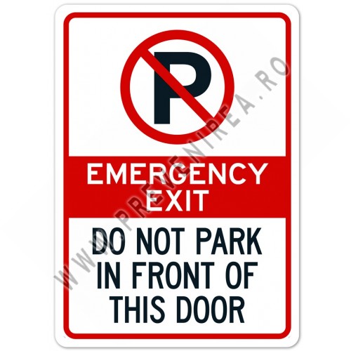 Emergency exit do not park in front of this door signs