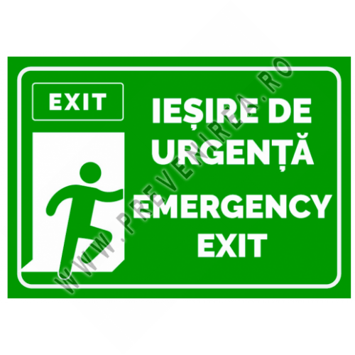 Indicatoare ieșire de urgență (Emergency Exit) – Semnalizare de siguranță vizibilă pentru evacuare rapidă