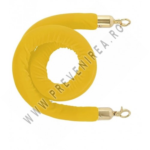 Cordon din Catifea Galbenă cu Cârlige Metalice – Eleganță și Durabilitate pentru Evenimente și Spații Publice