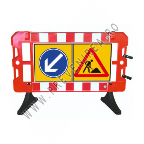 Gard Semnalizare Lucrări cu Ocolire – Personalizat, Stânga sau Dreapta, Siguranță Rutieră Garantată