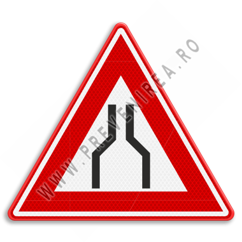 Indicator Rutier Drumul se îngustează înainte din Aluminiu | Semnalizare Profesională