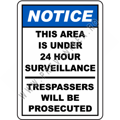 Area Under 24 Hour TV Surveillance Sign Area Under 24 Hour TV Surveillance Sign