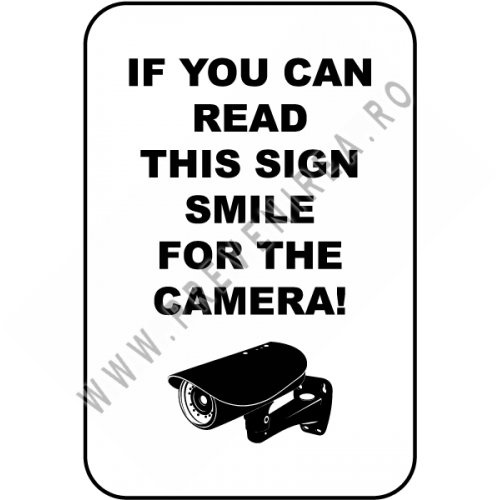 Indicator Zâmbește pentru cameră – Monitorizare Video Exterior, semn de avertizare CCTV