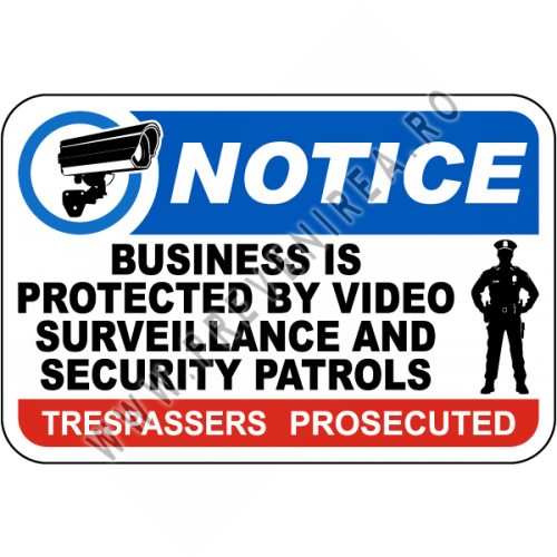 Notice Business Is Protected By Video Surveillance Sign