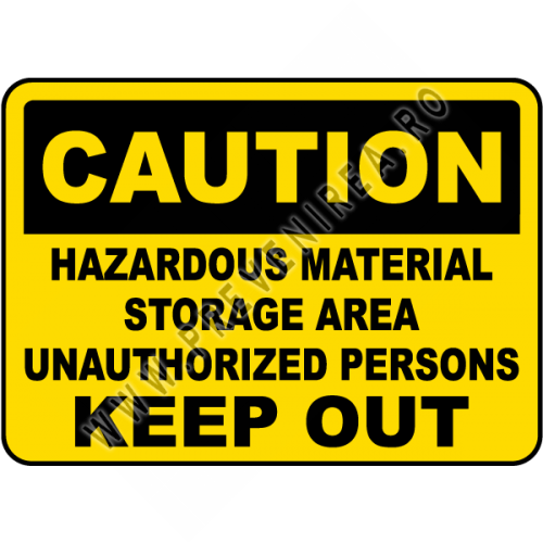 Plăcuță avertizare “Materiale periculoase – Zonă restricționată” | Semn de securitate pentru hale și depozite