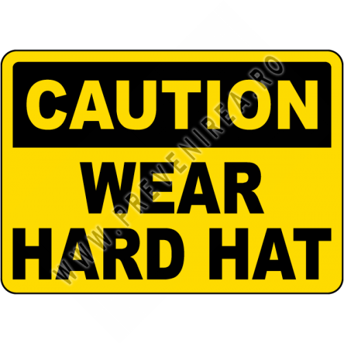 Indicator de securitate „Atenție: purtați cască de protecție” – Semn obligatoriu SSM