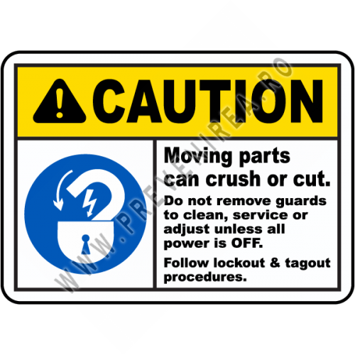 Semn de avertizare industrial – Părți în mișcare, pericol de zdrobire sau tăiere