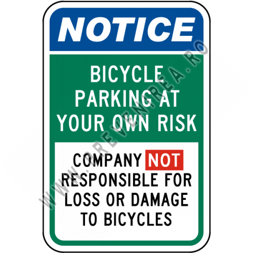 Bicycle Parking at Your Own Risk Sign