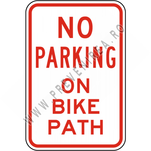 No Parking on Bike Path Sign