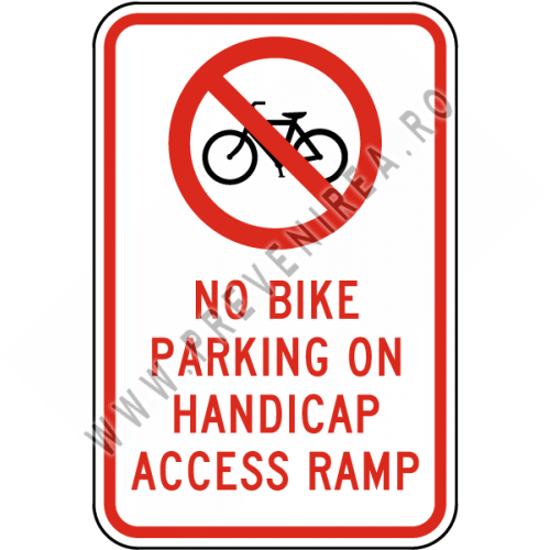 No Bike Parking on Handicap Access Ramp Sign
