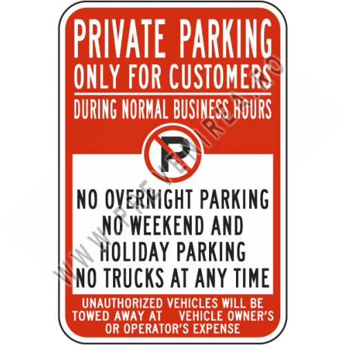 Private Parking Only For Customers Sign