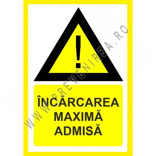 Placuta pentru incarcare maxima admisa