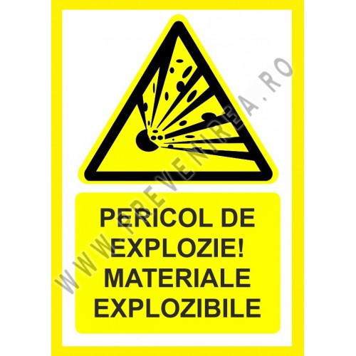 Placuta pericol de explozie materiale explozibile