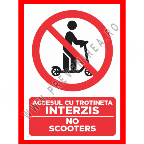 Placuta accesul cu trotineta interzis no scooters