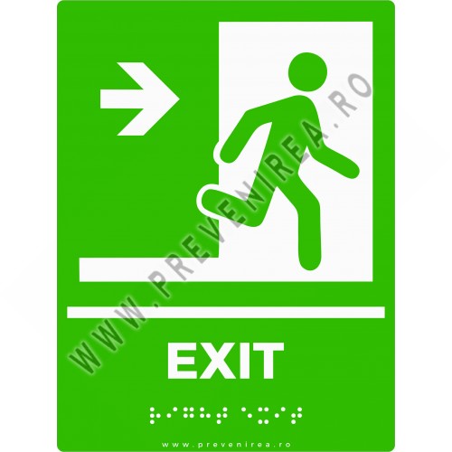 Plăcuță tactilă „IEȘIRE SPRE DREAPTA” pentru nevăzători