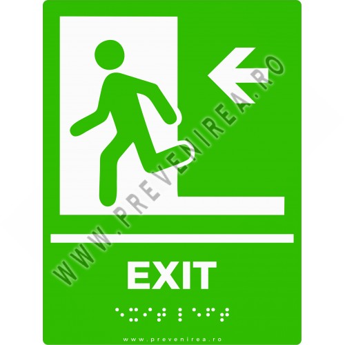 Plăcuță tactilă „IEȘIRE SPRE STÂNGA” pentru nevăzători