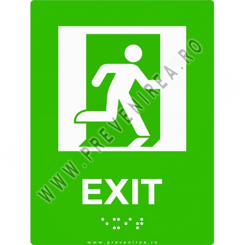 Plăcuță „EXIT / IEȘIRE” pentru nevăzători – Siguranță și accesibilitate completă