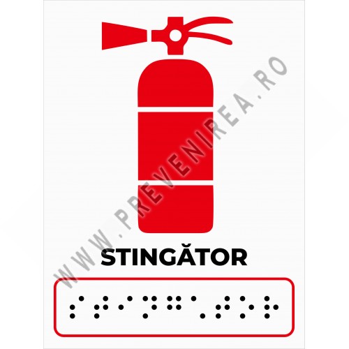 Plăcuțe Braille – Stingător pentru persoane nevăzătoare