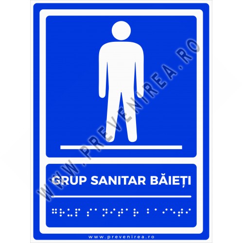 Plăcuțe Braille – WC / Grup sanitar băieți pentru persoane nevăzătoare