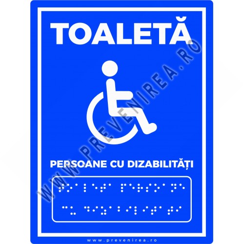 Placuta pentru toaleta persoane cu dizabilitati text in braille