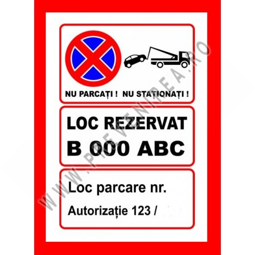 Placuta personalizata pentru loc de parcare