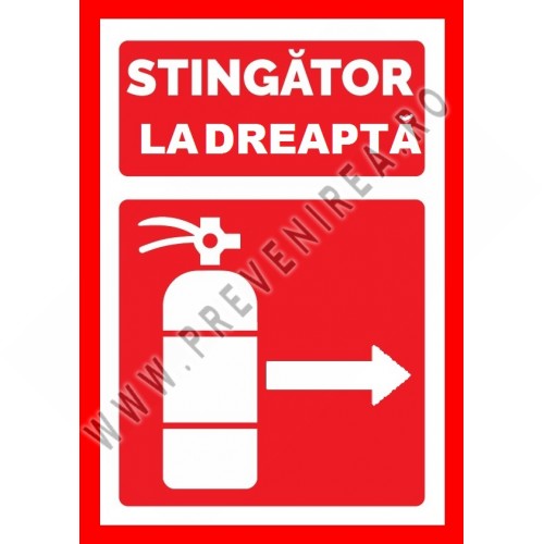 Placuta pentru stingator cu sageata la dreapta