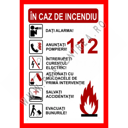 Placuta 112 in caz de incendiu Placuta 112 in caz de incendiu