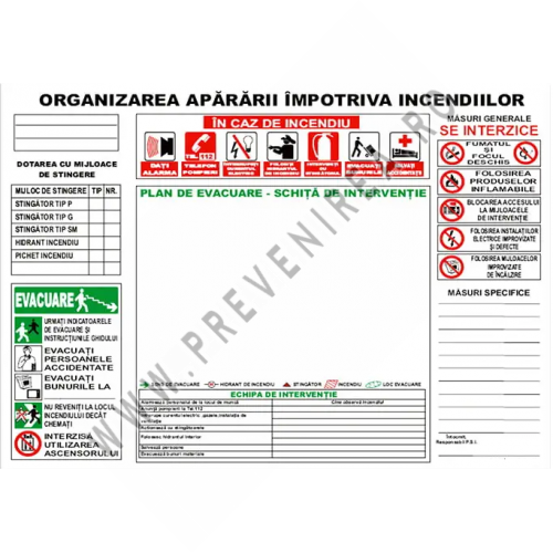 Placuta pentru organizarea apararii impotriva incendiilor Placuta pentru organizarea apararii impotriva incendiilor