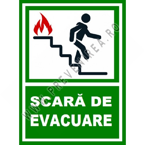 Placuta pentru scara de evacuare iesire pe scari in dreapta jos Placuta pentru scara de evacuare iesire pe scari in dreapta jos