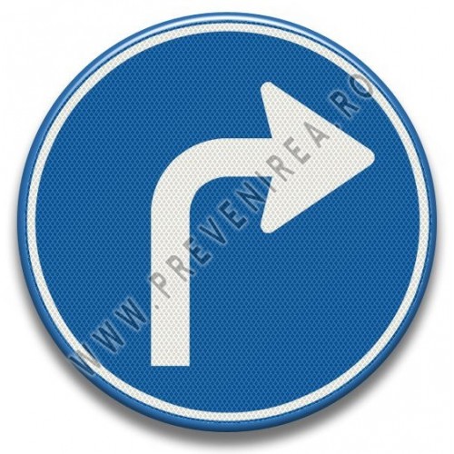 Placuta reflectorizanta rutiera pentru circulatie la dreapta