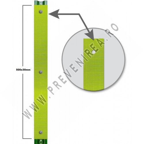 Placuta reflectorizanta pentru stalp de semnalizare galben verde