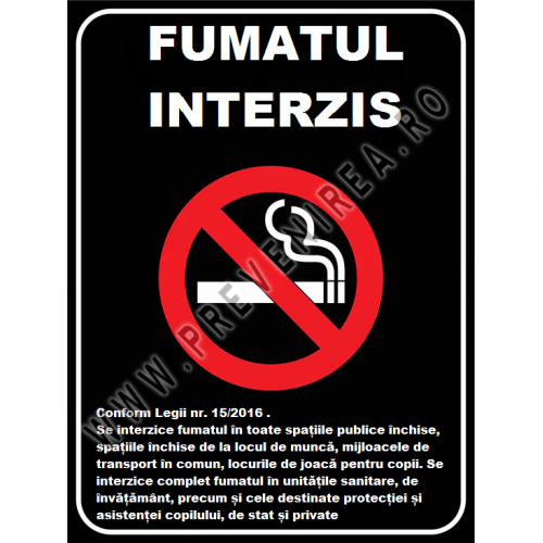 Placuta reflectorizanta cu fumatul interzis conform legii