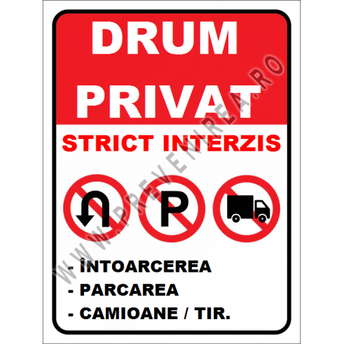 Placuta reflectorizanta pentru drum privat intoarcerea parcarea camioane tir