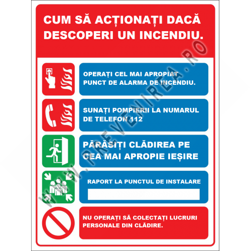 Placuta cum sa actionati daca descoperi un incendiu