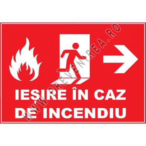 Placuta pentru iesire in caz de incendiu cu sageata in dreapta