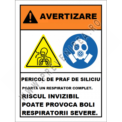 Placuta pericol de praf de siliciu