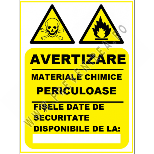Placuta pentru materiale chimice periculoase fise