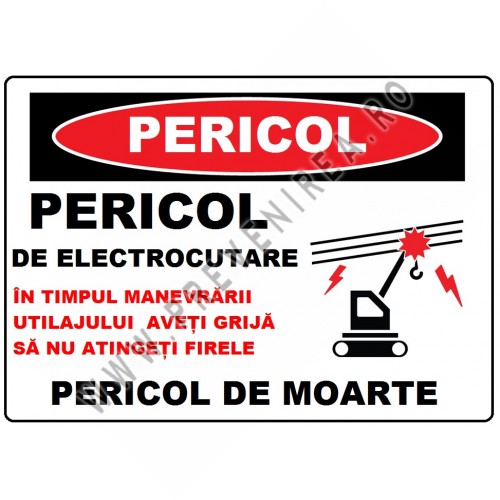 Placuta pericol de electrocutare nu atingeti firele de curent