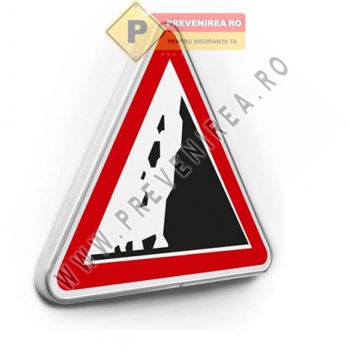 Indicator rutier Atenție Pietre – Semn de avertizare reflectorizant, durabil și vizibil