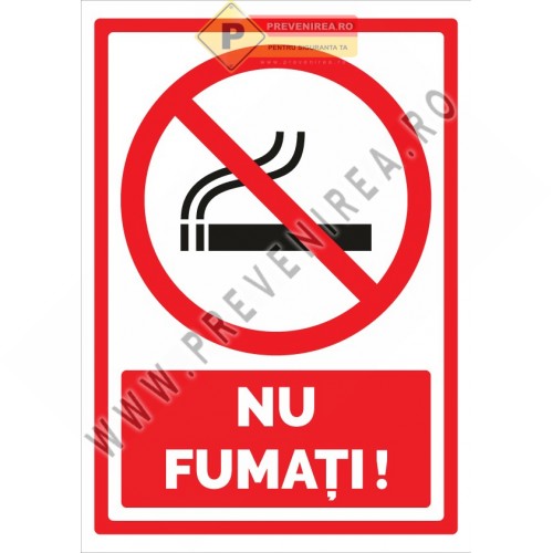 Plăcuță „Nu Fumați” – Semnalizare profesională pentru birouri, restaurante și instituții