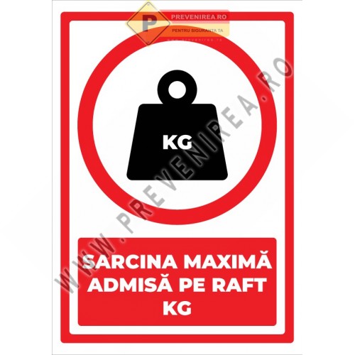Indicator sarcina maximă admisă pe raft kg