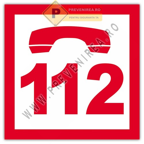 Indicator 112 – Numărul Unic pentru Apeluri de Urgență | Placă Informativă Indicator 112 – Numărul Unic pentru Apeluri de Urgență | Placă Informativă
