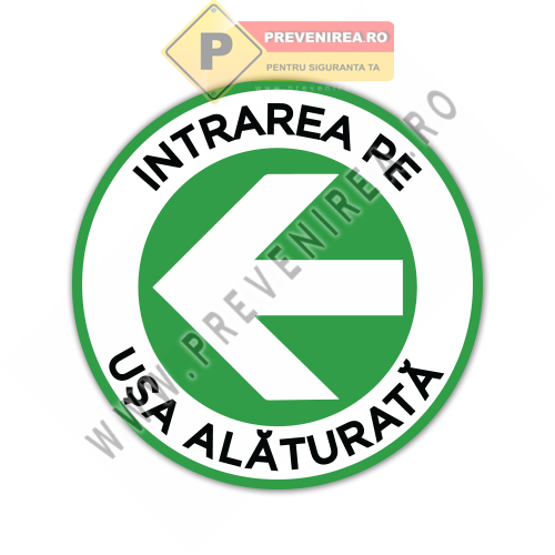 Indicatoare Intrare pe ușa alăturată la stânga” – semnalizare clară și profesională