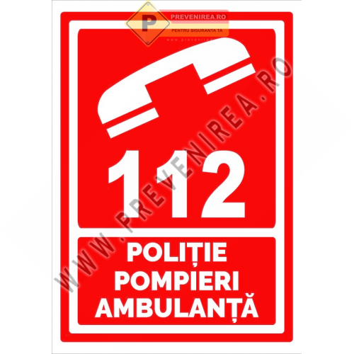 Placă 112 Urgențe – Indicator Vizibil pentru Clădiri Publice și Private