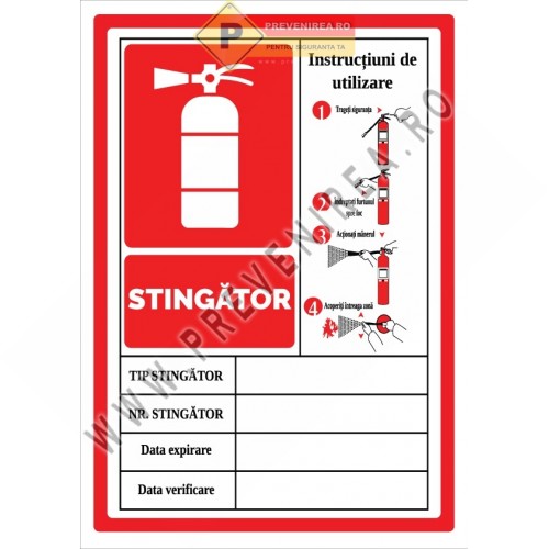 Indicatoare pentru instrucțiuni de folosire stingător – Semnalizare PSI conformă și vizibilă