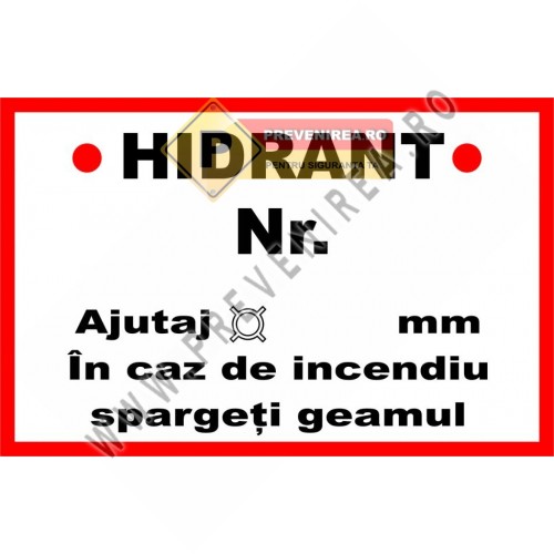 Indicator Hidrant Personalizat cu Număr – Plăcuță Vizibilă