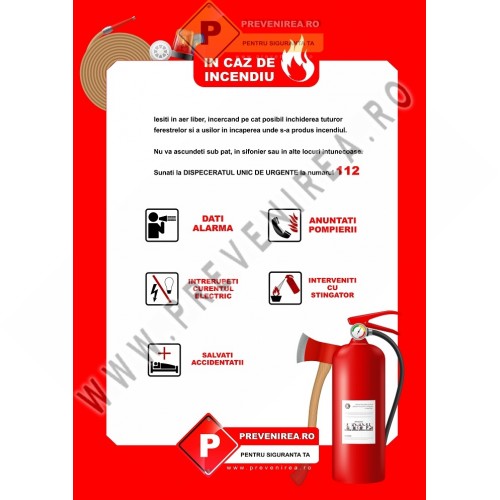 Semn instrucțiuni incendiu – Indicator de siguranță vizibil, rezistent și conform ISU Semn instrucțiuni incendiu – Indicator de siguranță vizibil, rezistent și conform ISU