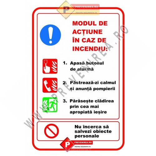 Indicator cu modul de acțiune în caz de incendiu – Siguranță și evacuare rapidă Indicator cu modul de acțiune în caz de incendiu – Siguranță și evacuare rapidă