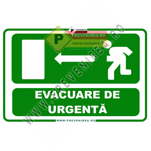 Indicator Evacuare de Urgență Stânga – Semnalizare de Siguranță Vizibilă și Certificată