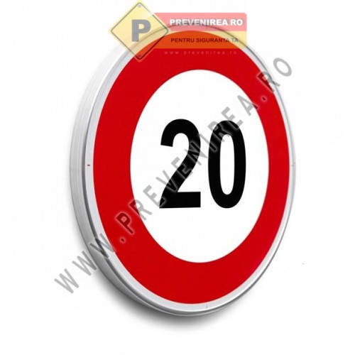 Indicatoare rutiere 20 km/h – semn limită de viteză durabil, ideal pentru drumuri private și parcări